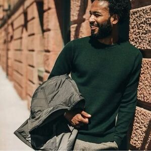 Taylor Stitch The Double Knit crewneck Sweater in Forest Wool Blend S-XL